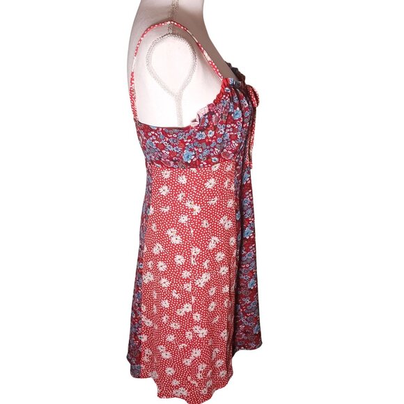 Bar III Sweetheart Neckline Brick Orange/Multi Floral Patchwork Mini Dress, M - Picture 6 of 14